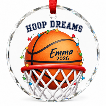 Basketball Glass Ornament - Hoop Dreams