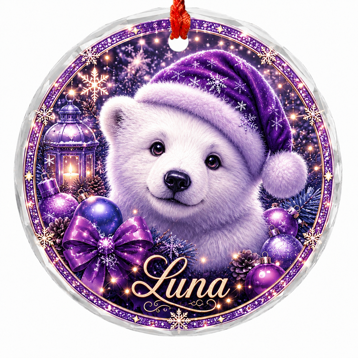 Purple Animal At Christmas Polar Bear
