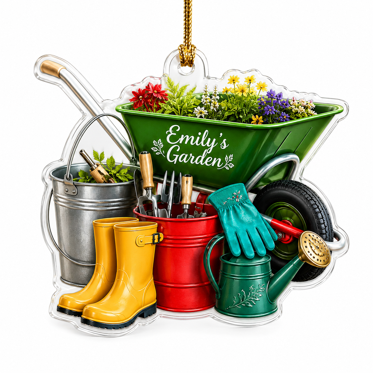 Custom Gardening Holiday Tool Pail Acrylic