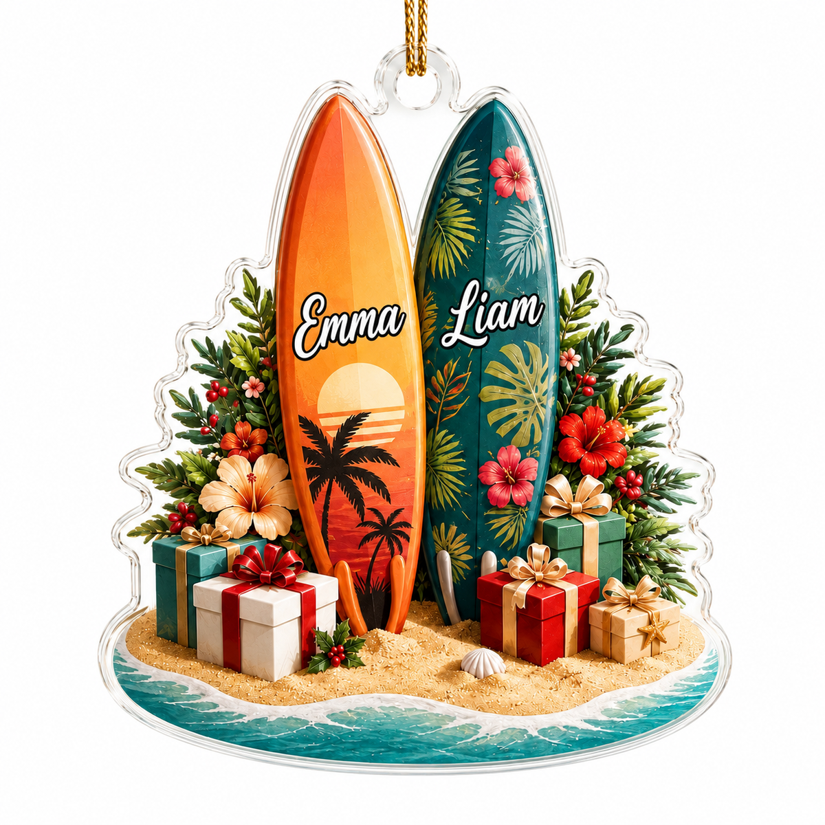 Surfing Personalize Acrylic Couple Surfboard