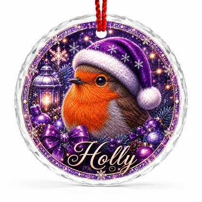Purple Bird At Christmas Robin