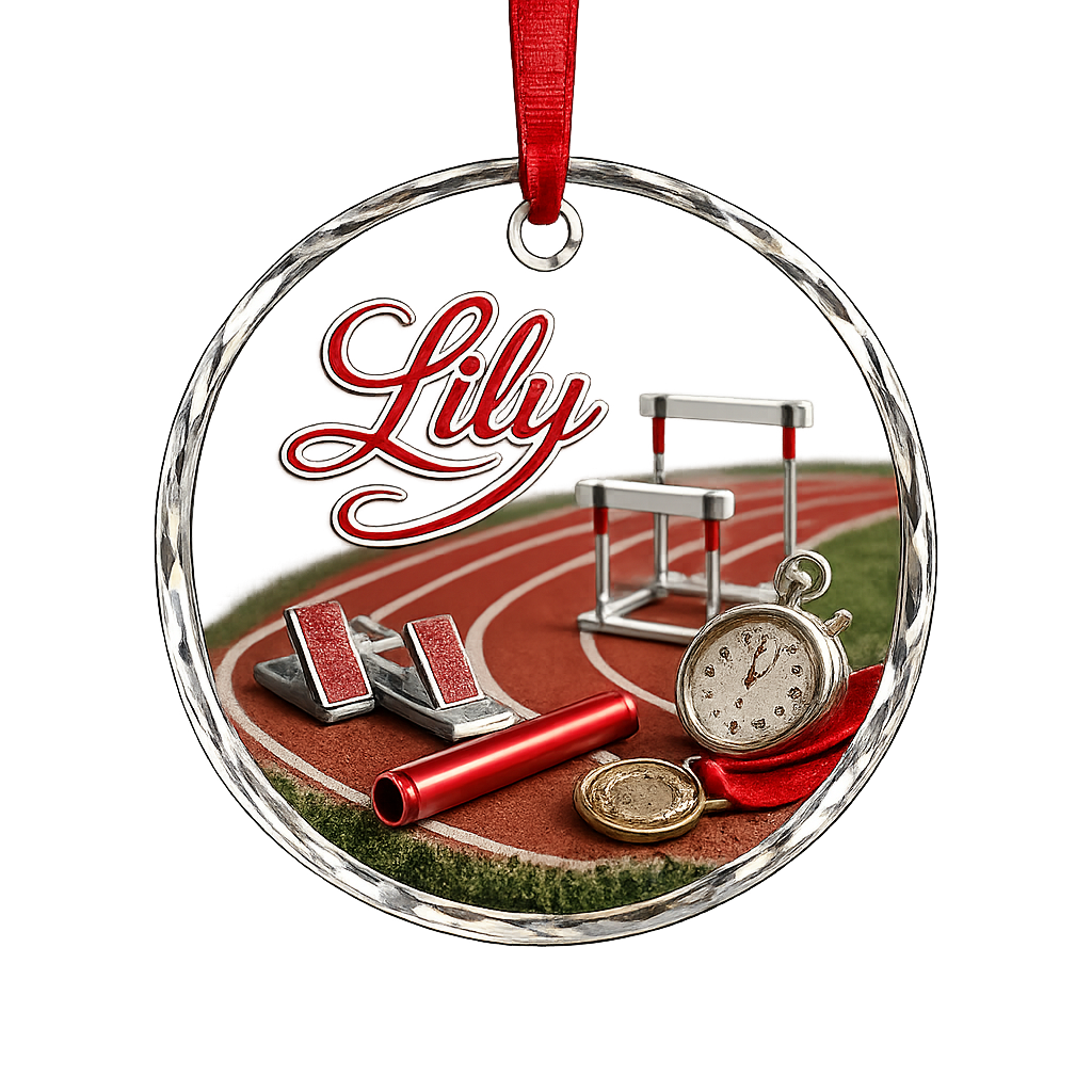 Sports Glass Ornament Track and Field