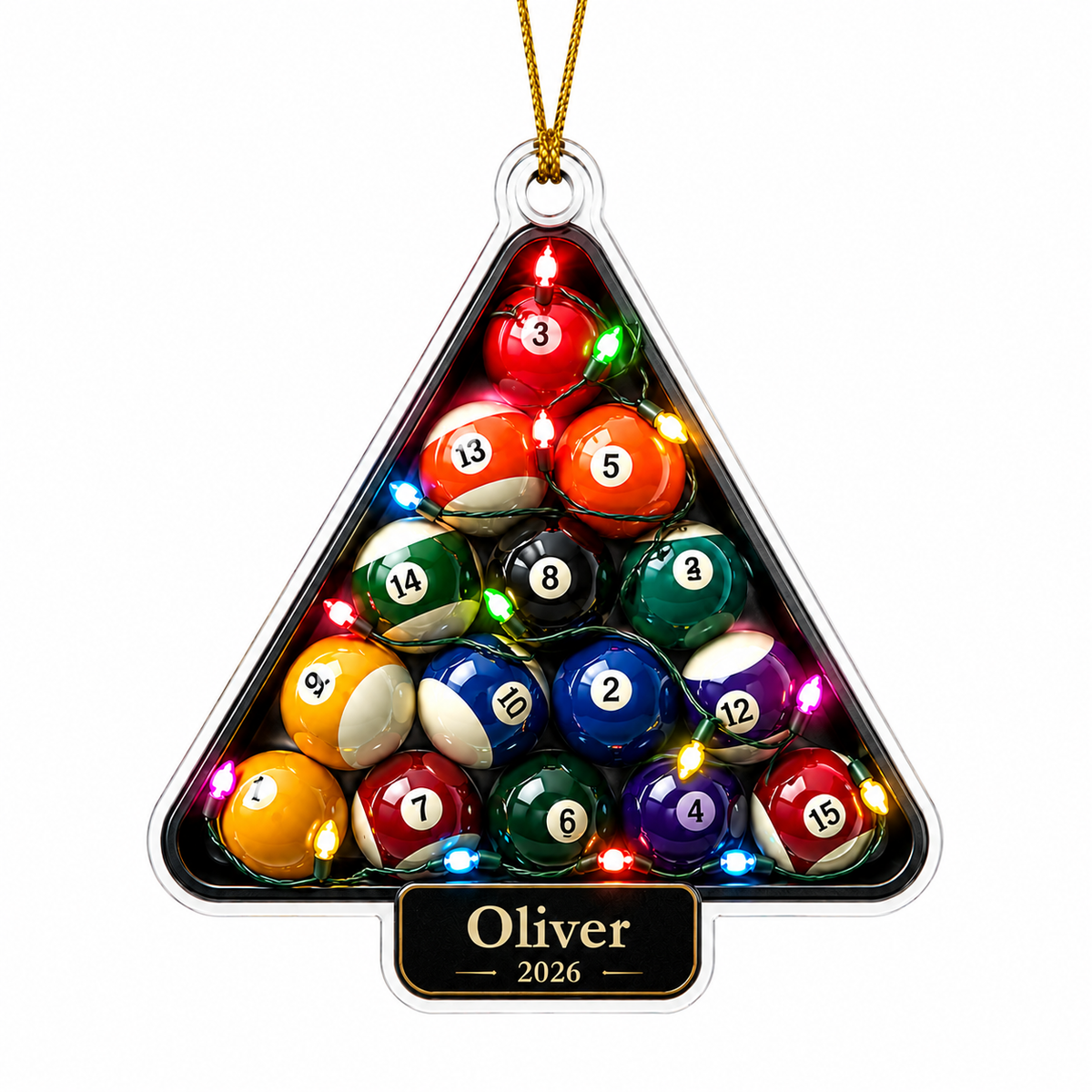 Custom Name Billiards Festive Triangle Rack Acrylic