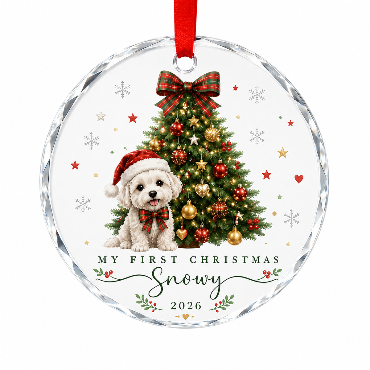 Custom Photo Dog Glass Dog With The First Christmas
