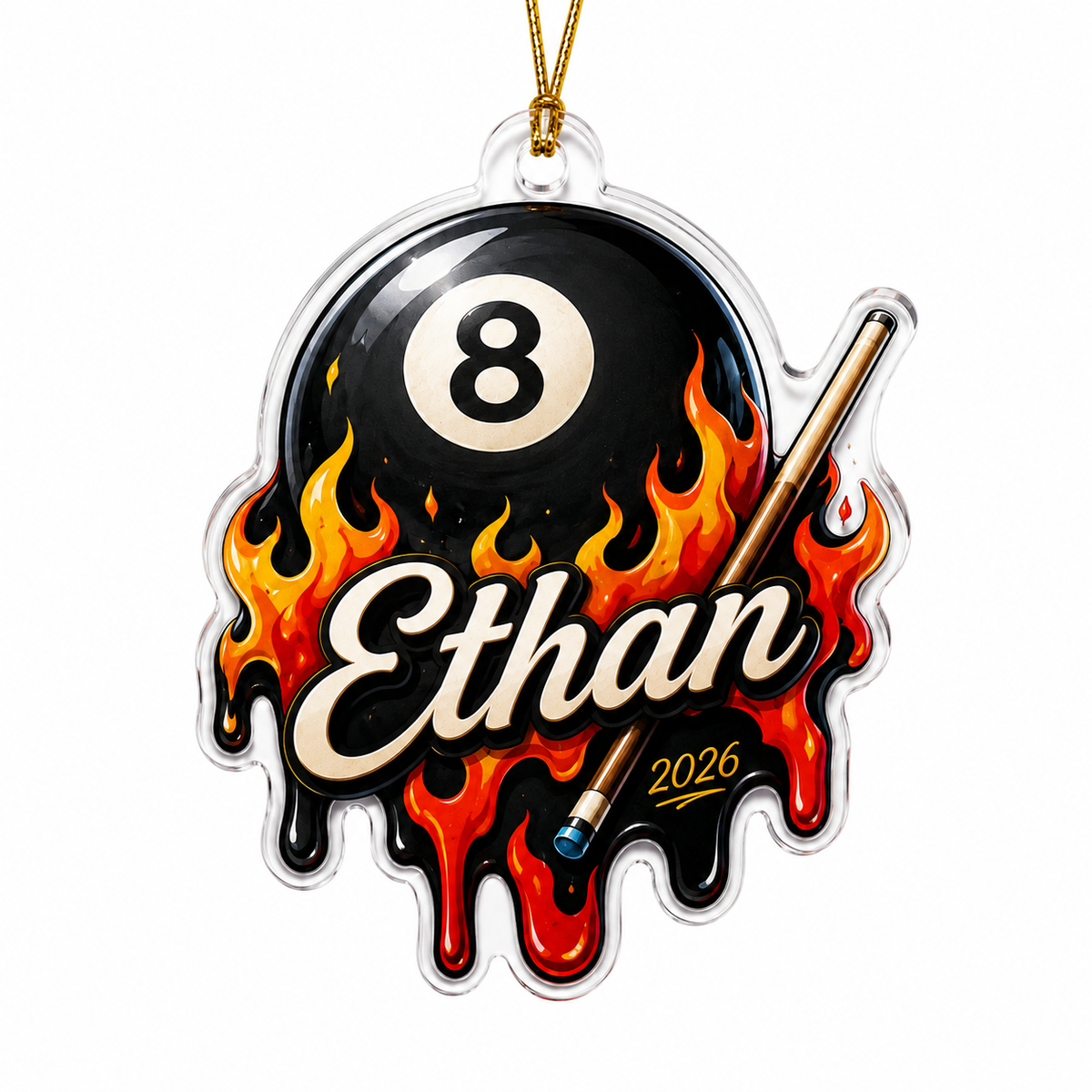 Custom Name Billiards Blazing 8 Ball Acrylic