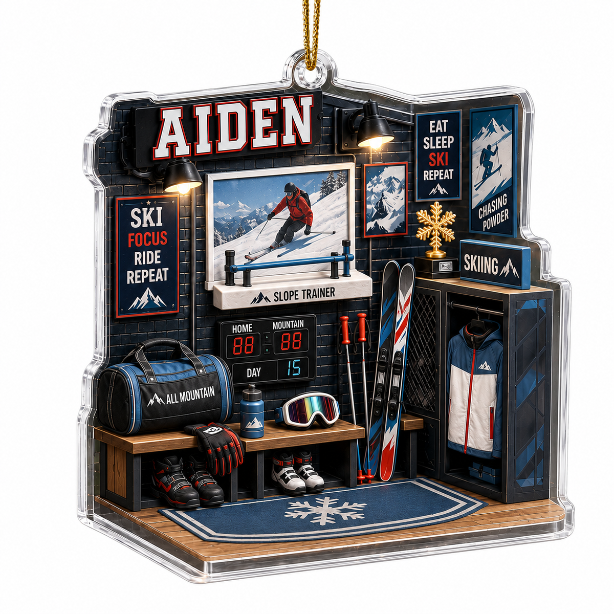 Sport Room Custome Name Acrylic Skiing