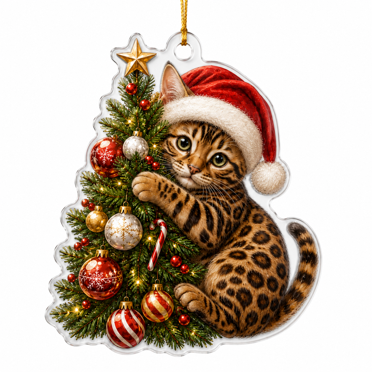 Cat With Christmas Tree Bengal