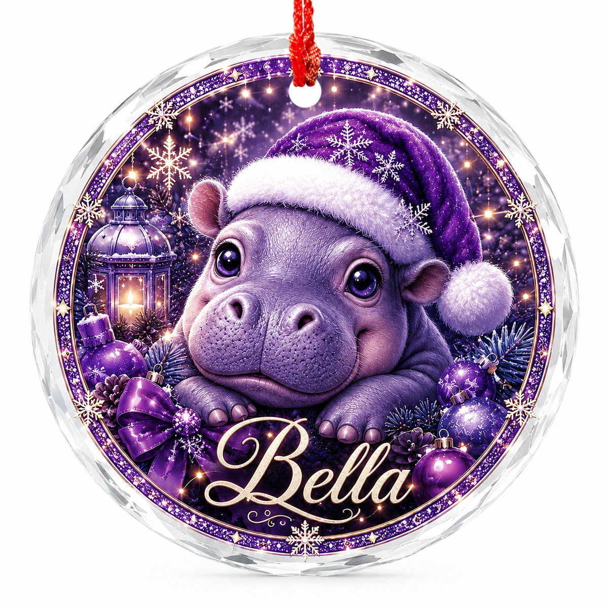 Purple Animal At Christmas Hippopotamus