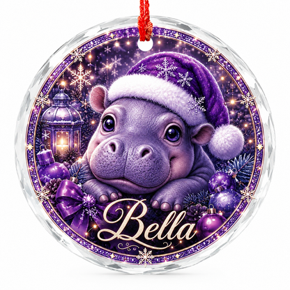 Purple Animal At Christmas Hippopotamus