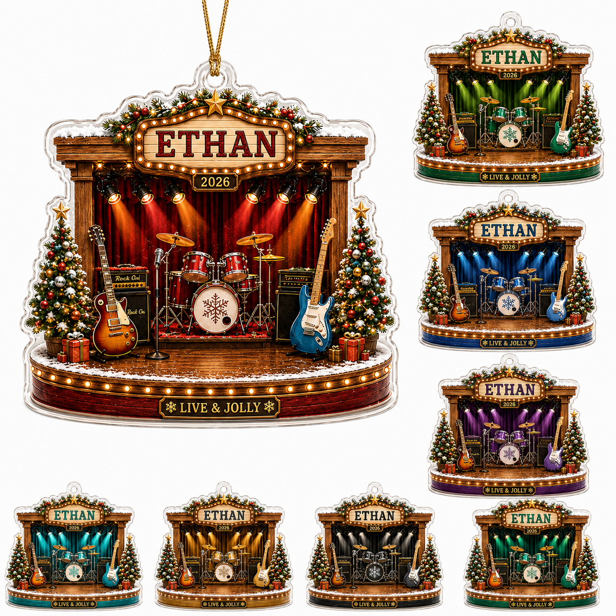 Guitar Custom Name Acrylic - Christmas Guitar Stage