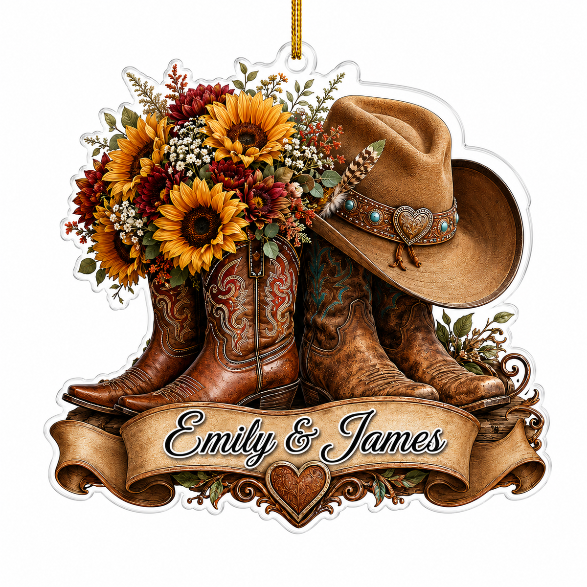 Personalized Boots Cowboy Couple Acrylic