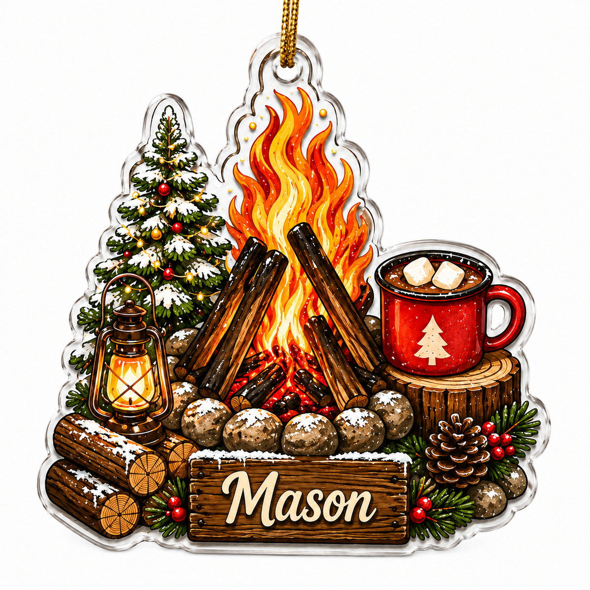 Camping Personalize Acrylic Campfire Winter