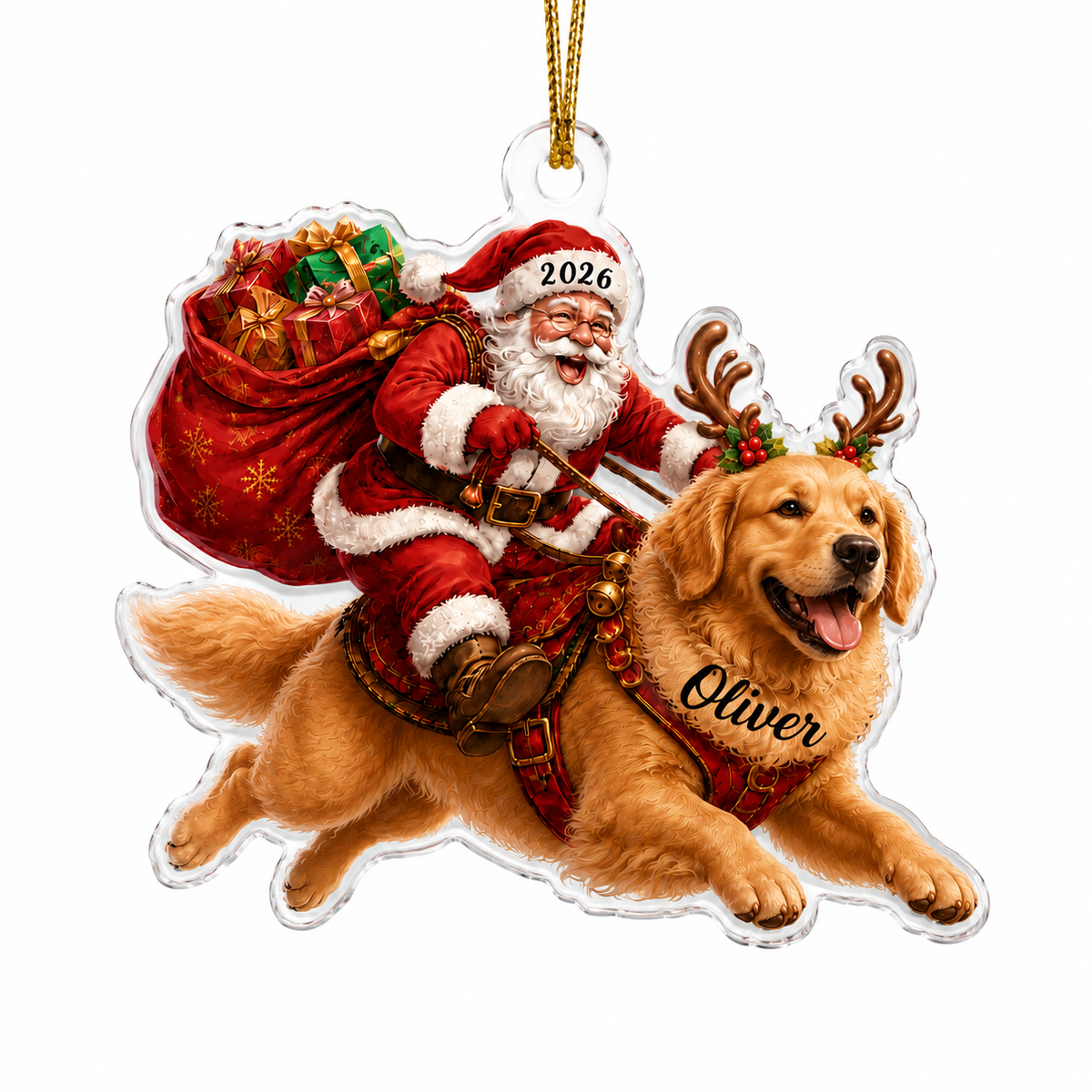 Santa Claus and Dog Golden Retriever