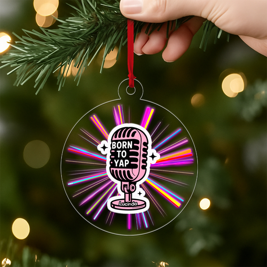 Personalized Born To Yap Ornament, Custom Karaoke Christmas Ornament, Funny Microphone Ornament, Singing Gift for Music Lover, Holiday Decor
