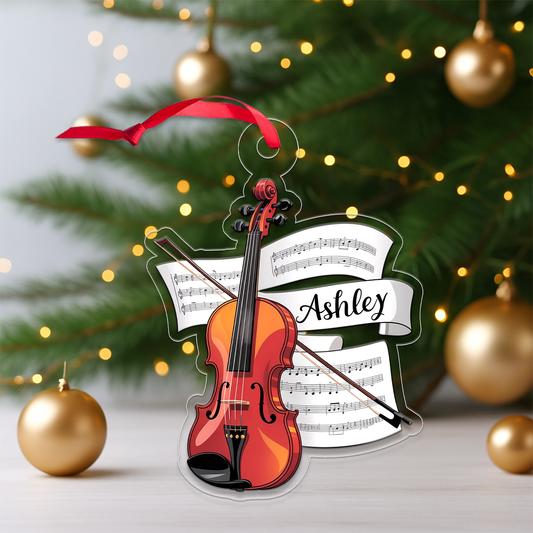 Personalized Music Violin Acrylic Ornament, Custom Christmas Ornament, Music Gift, Violin Player Ornament, Orchestra Holiday Keepsake