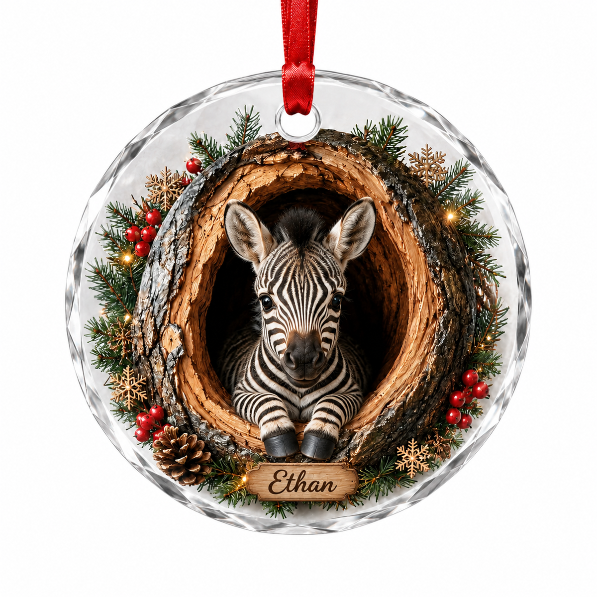 Animal Glass Ornament Tree Hollow Zebra