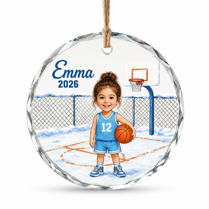 Custom Photo Sport Glass Ornament Basketball Winter Cartoon