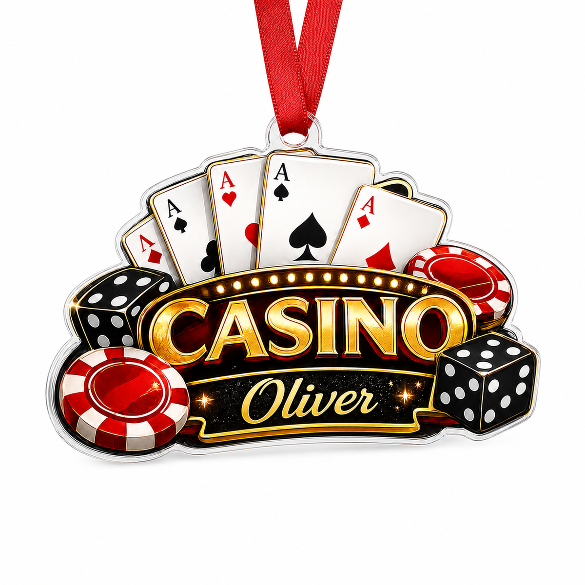 Pocker Custome Name Acrylic Yellow Casino