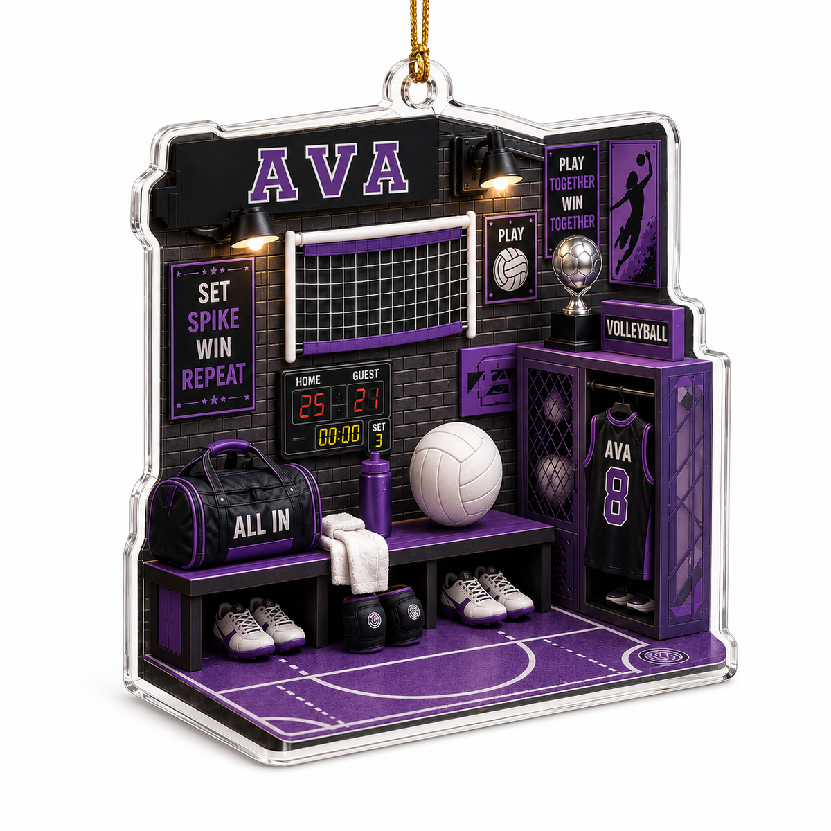 Sport Room Custome Name Acrylic Volleyball