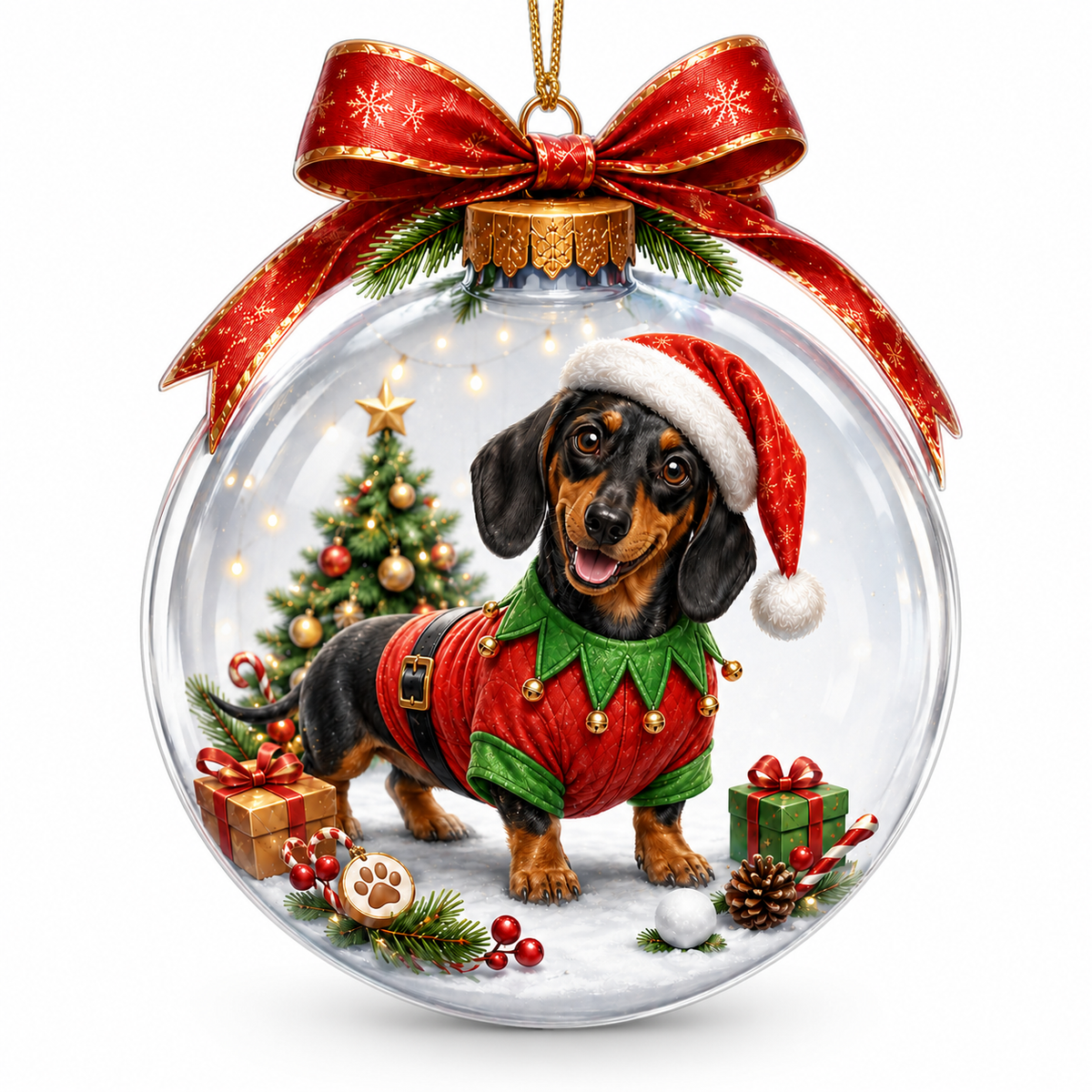 Dog Santa Bauble Ball Dachshund