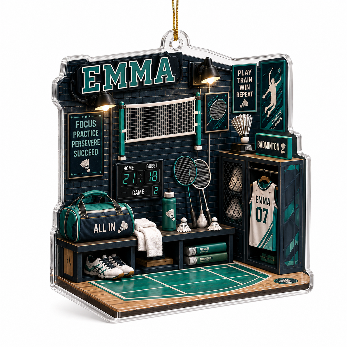 Sport Room Custome Name Acrylic Badmiton