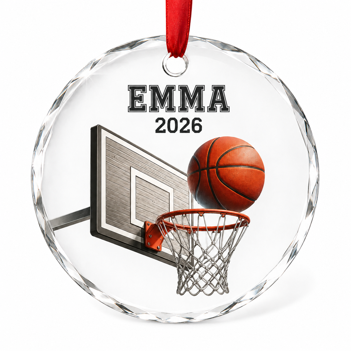 Basketball Glass Ornament - Basketball Hoop