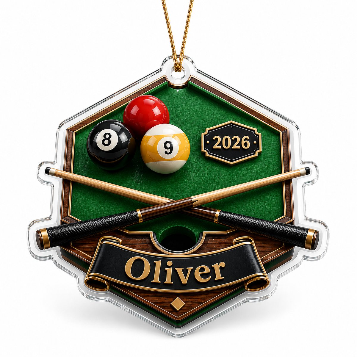 Custom Name Billiards Table Crest Acrylic