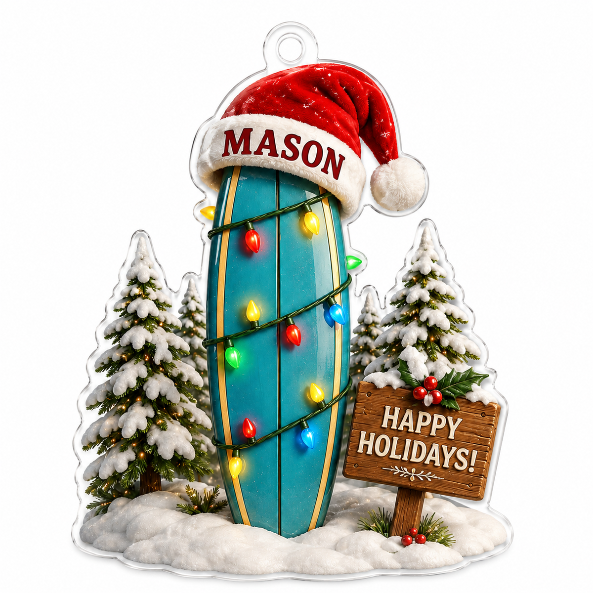 Surfing Personalize Acrylic Holiday Surf