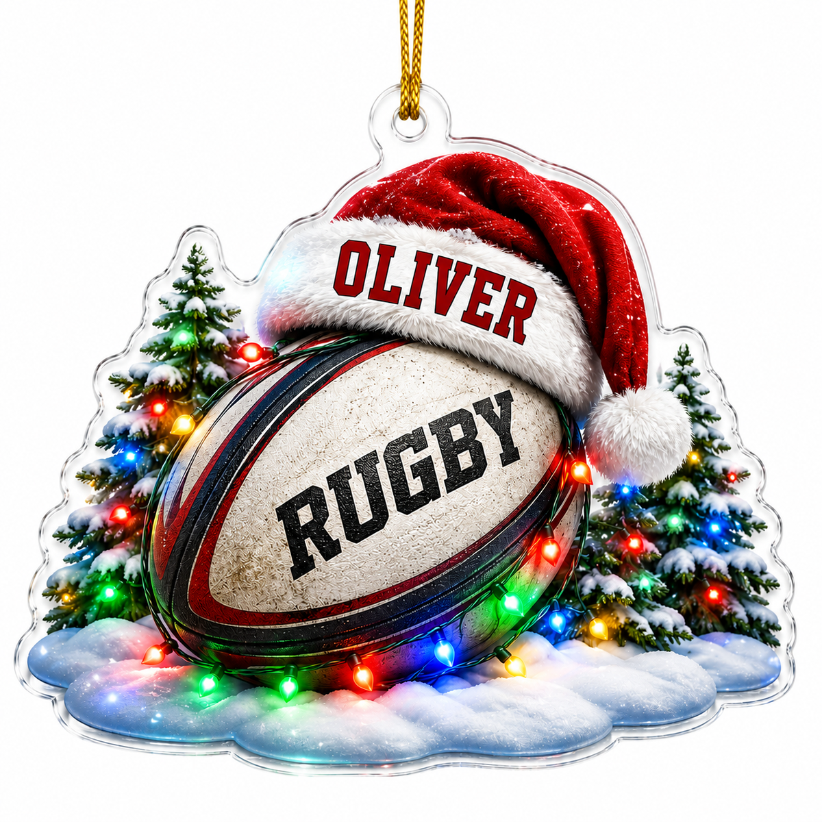 Custom Sports Christmas Acrylic - Rugby