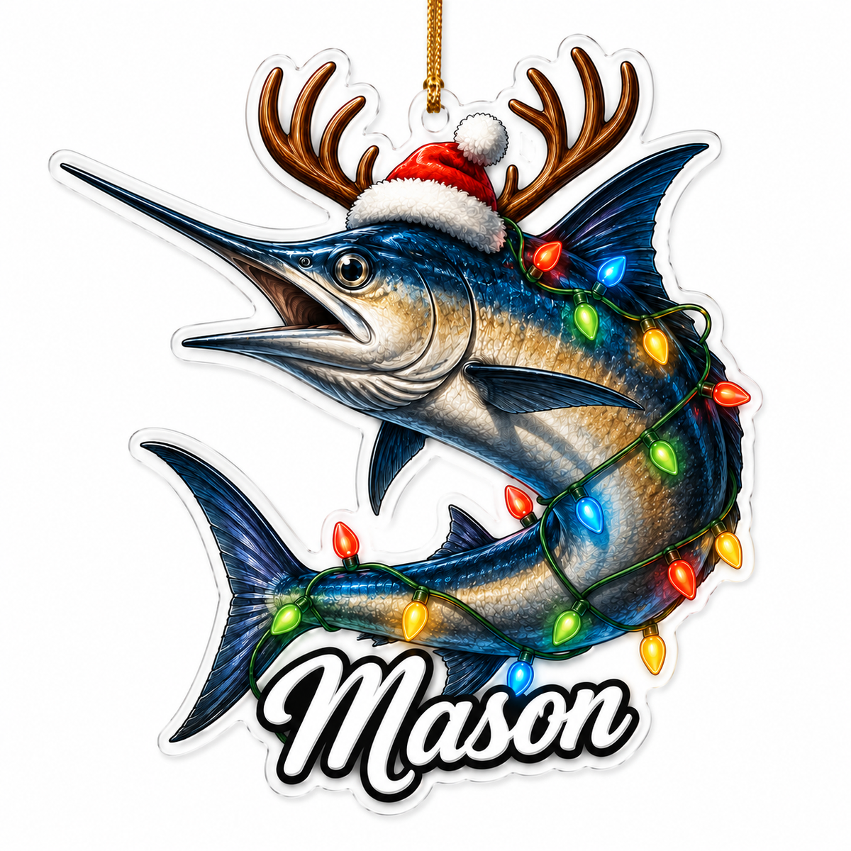 Fishing Christmas Lights Swordfish Acrylic