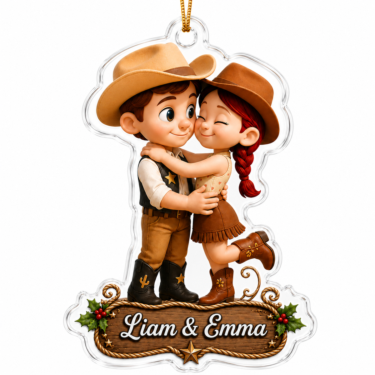 Personalized Boost Cowboy Couple Christmas Acrylic