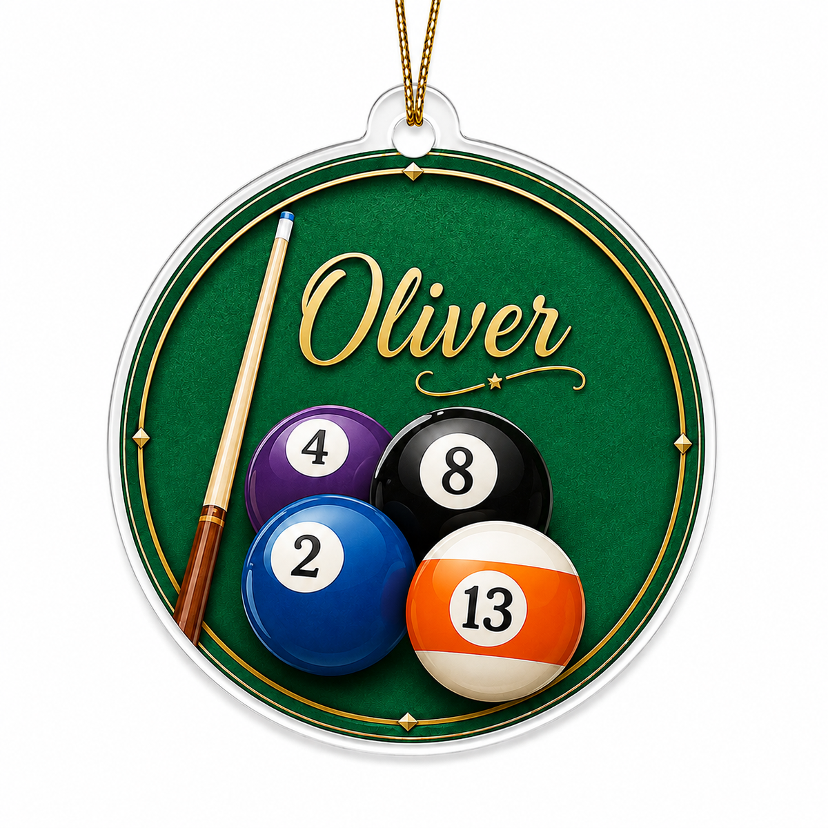 Custom Name Billiards Golden Cue Acrylic
