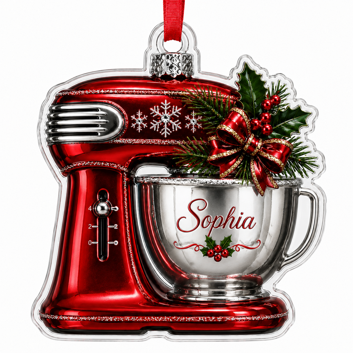 Personalized Kitchen Utensils Acrylic Red Dough Mixer