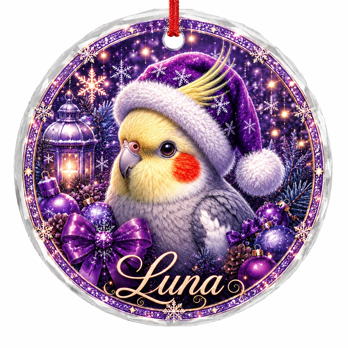Purple Bird At Christmas Cockatiel