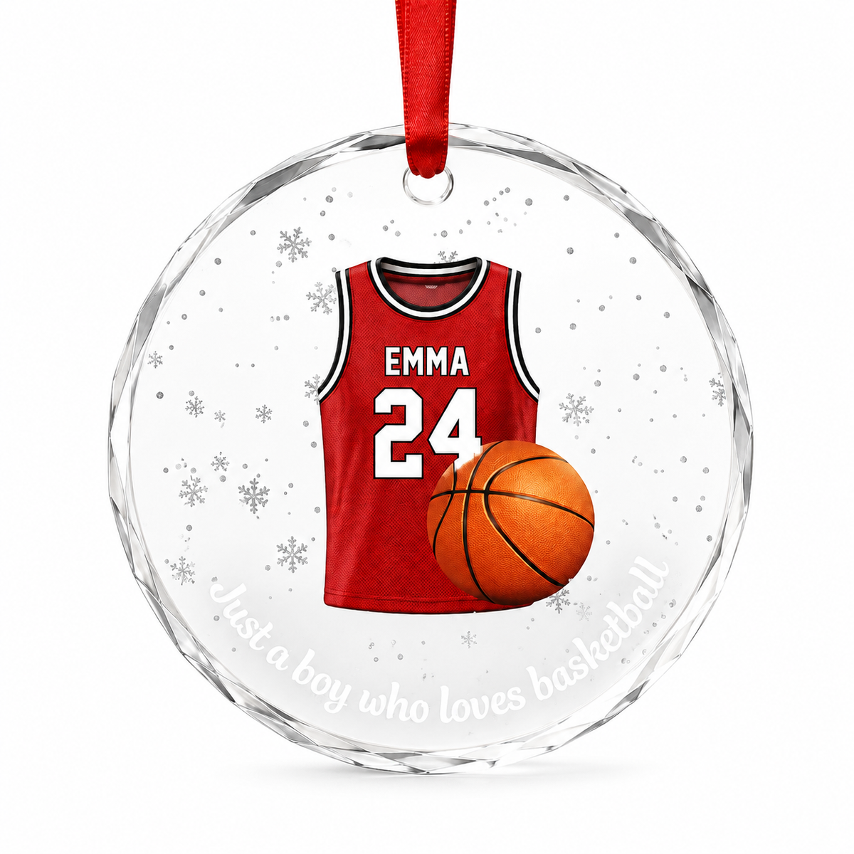 Basketball Glass Ornament - Personalized Jersey