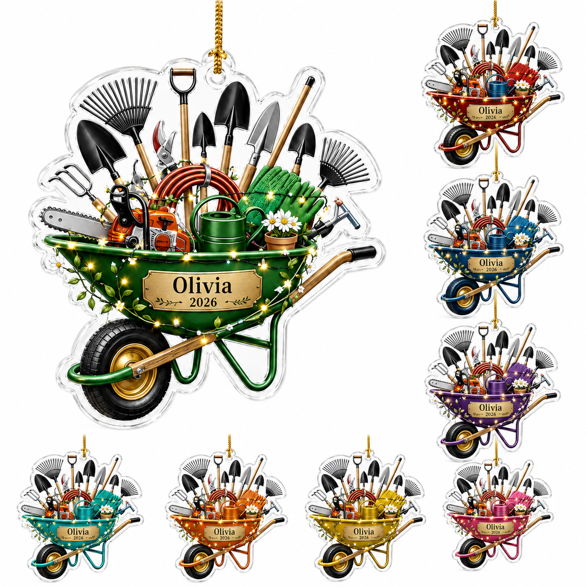 Custom Gardening Christmas Wheelbarrow Acrylic