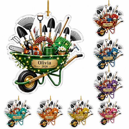 Custom Gardening Christmas Wheelbarrow Acrylic