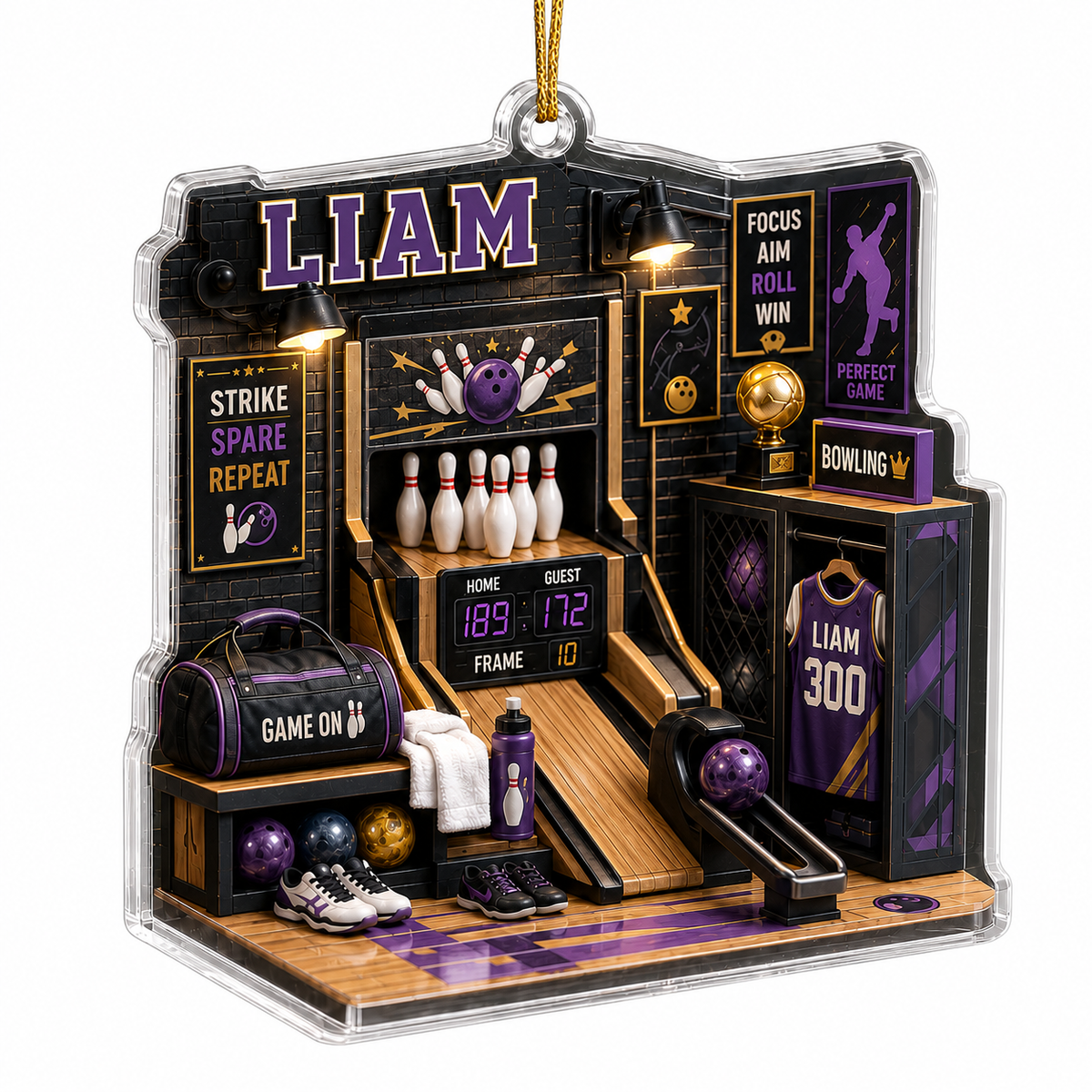 Sport Room Custome Name Acrylic Bowling