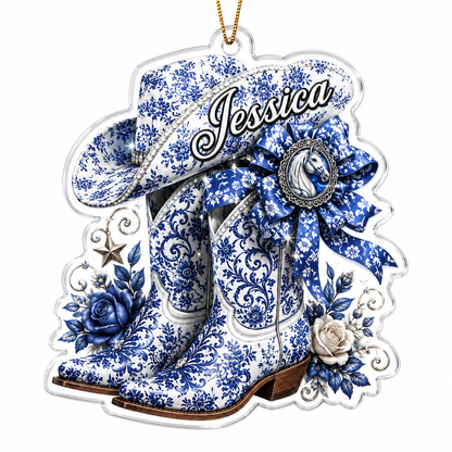 Personalized Cowgirl Cowgirl Boost Blue Porcelain Acrylic