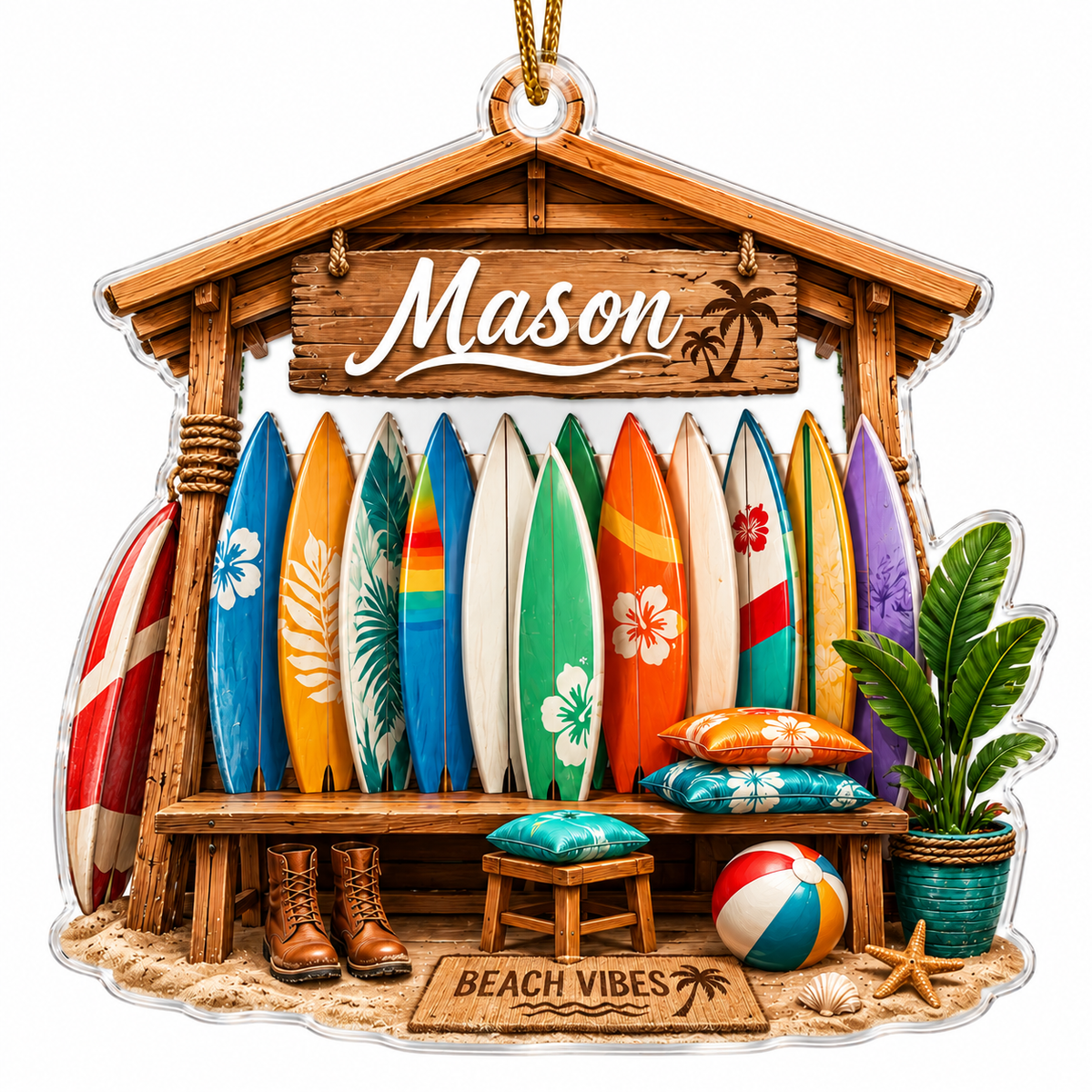 Surfing Personalize Acrylic Beach Vibe Surf