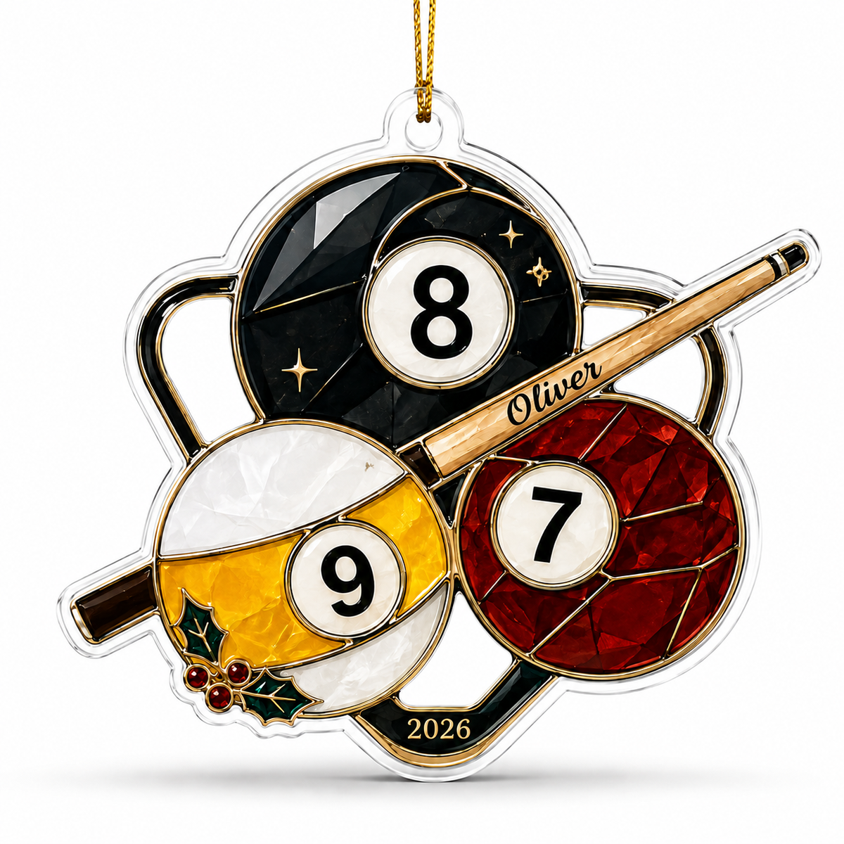 Custom Name Billiards Christmas Trio Acrylic
