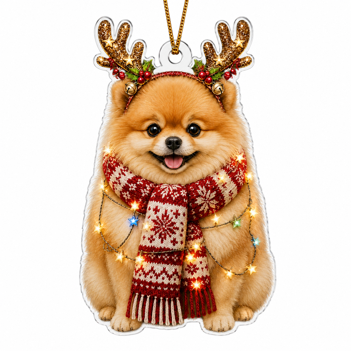 Dog Decor with Antlers & Scarf Pomeranian