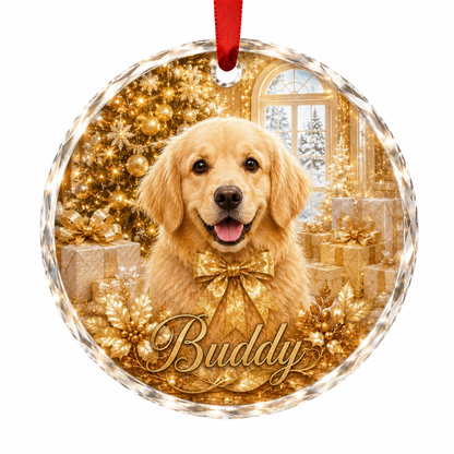 Custom Photo Dog Glass Dog With Yellow Present