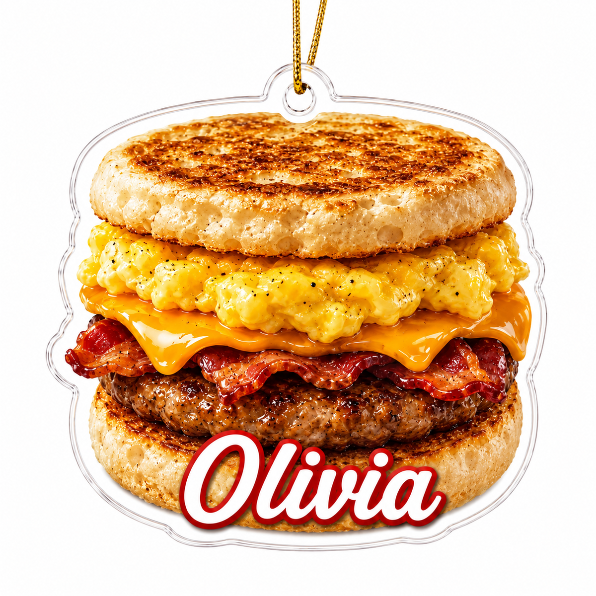 Breakfast Custom Name Bacon Egg Sausage Sandwich Acrylic