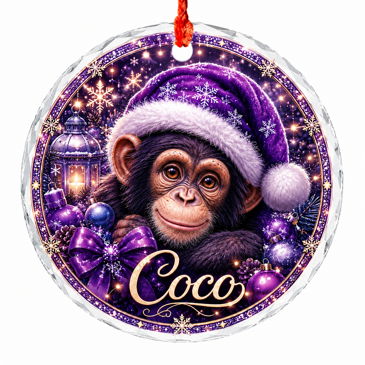 Purple Animal At Christmas Chimpanzee