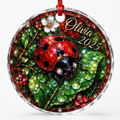 Custom Name Glass Animal Ladybug