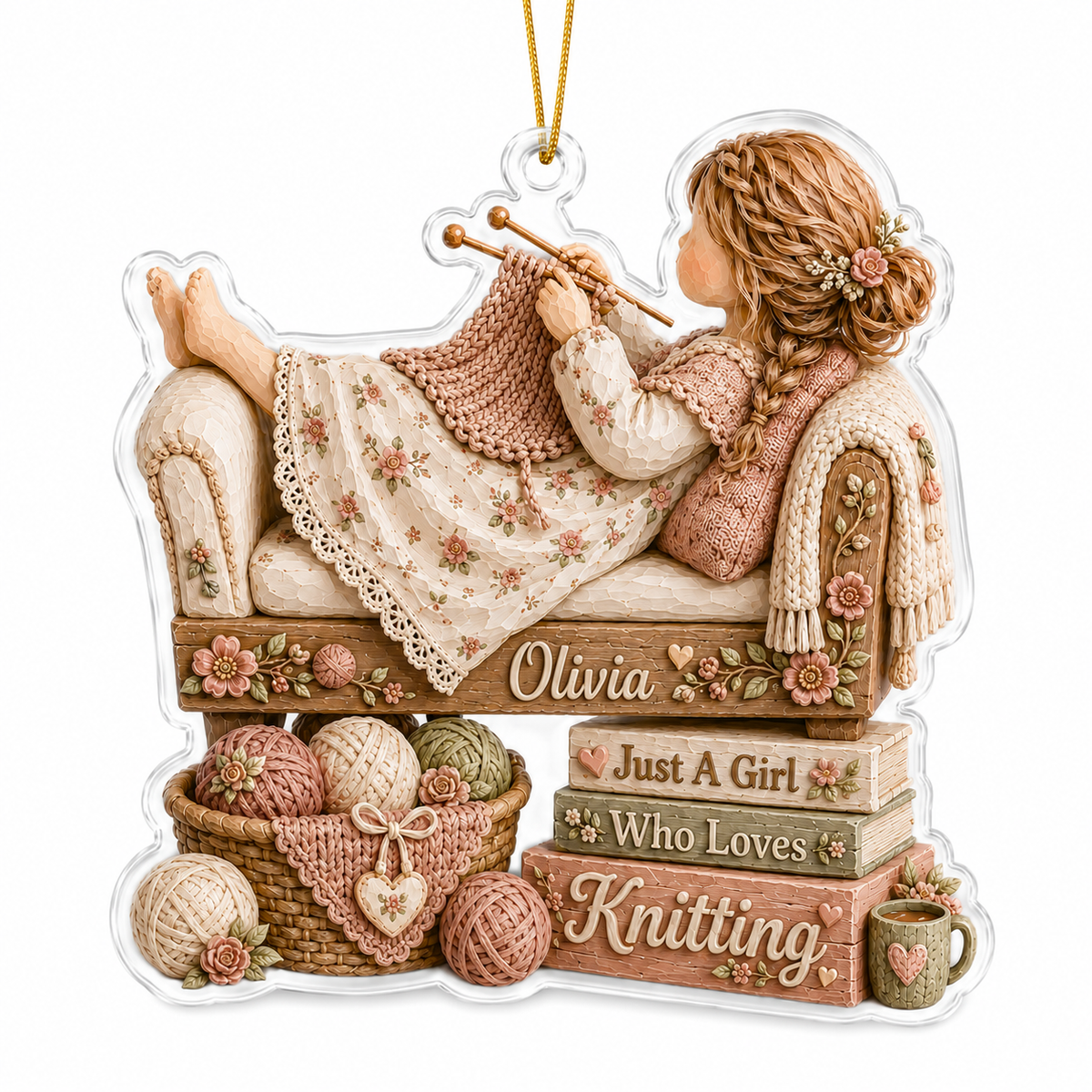 Personalized Just A Girl Hobby Knitting