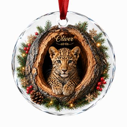 Animal Glass Ornament Tree Hollow Leopard