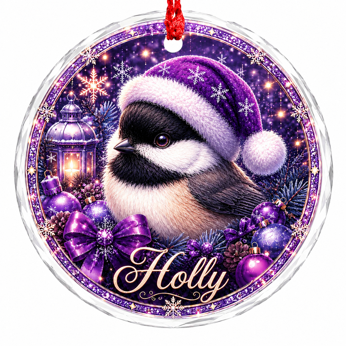 Purple Bird At Christmas Chickadee