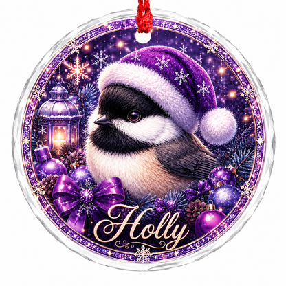 Purple Bird At Christmas Chickadee